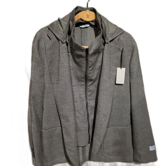 NWT Giasone Austin Hood Birdseye Grey 44 Reg Jacket with Detachable Bib and Hood - Picture 1 of 10